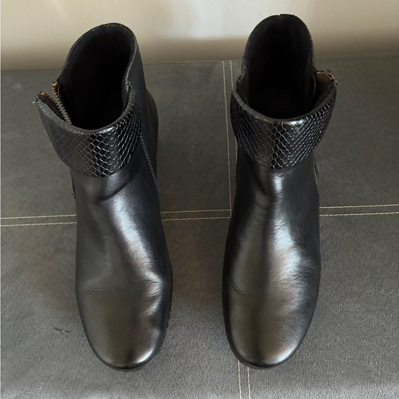 Rieker Black Ankle Boots with Textured Trim - Picture 4 of 14